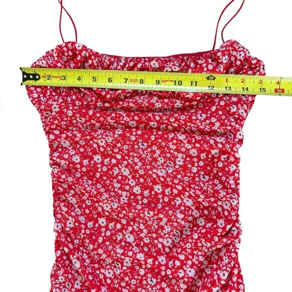 Hello Molly Run Crazy Mini Dress Bodycon Ditsy Floral US Womens Size 6 Red - Picture 11 of 11